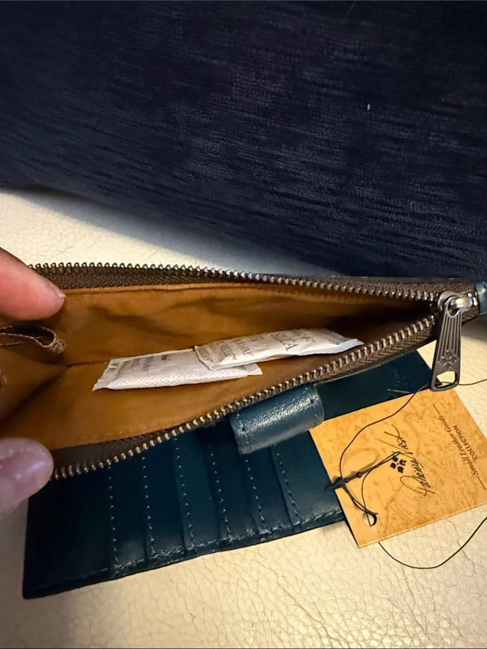 Patricia Nash Caribbean Blue Floral Embossed Leather Wallet